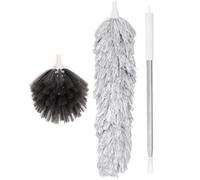 TOBBOMEY Spolverino Telescopico Asta Prolunga per Soffitto Spazzola per Pulire Polvere da Ventilatori e Mobili Set Spolverino per la Casa Manico Regolabile e Fibra Anti-Polvere