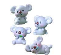 TOBBOMEY Statuine Di Koala in Miniatura in Resina Set Da 4 Pezzi, Decorazioni Per Animali Per Ambienti Domestici e Giardino, Miniature Decorative Leggere e Dettagliate Per Collezionisti e Appassionati