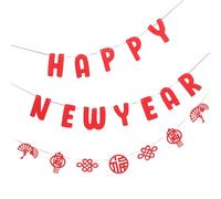 TOBBOMEY Striscione Decorativo in Tessuto per Capodanno Bandierine Happy Year Leggere e Riutilizzabili Festone da Appendere per Addobbi Festa Anno