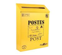 TOBBOMEY Vintage in Ferro Verniciato Giallo Scatola Postale Rustica Decorativa per Esterni e Interni Resistente e Antiruggine e Ufficio