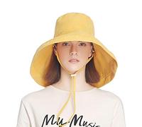ToBe-U - Secchio parasole pieghevole, pieghevole, pieghevole, regolabile, a tesa larga, da donna, spiaggia, safari, escursionismo, viaggi Bonnie Giallo Taglia unica
