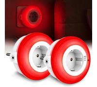 TobeBright 2 Pezzi Spina Notte Rossa Dimmabile, Luce Rossa 670nm con Sensore Crepuscolare & 3 Modalità (Acceso/Auto/Spento), Ideale Spia Notturna Rossa per Bambino per un Sonno Tranquillo