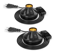 TobeBright 2 portalampada E27 con spina e interruttore UK, 100 W massimo, cavo da 1,8 metri, portalampada vintage E27 per illuminazione domestica, AC 230 V, senza lampadina (nero)