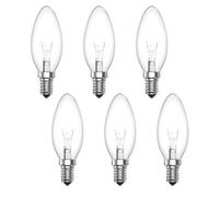 TobeBright 6 X Lampadina a Candela E14 62W 230V, Lampadina Dimmerabile Candela Trasparente C35 Bianco Caldo 2600K Lampadina a Fiamma E14 per Lampadario, Lampada a Muro