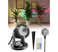 TobeBright 6W RGB LED Faretto piccolo con telecomando, IP65 resistente all'acqua, faretto LED per interni ed esterni con cambio di colore per piante, con base e asta, cavo da 1,78 m con spina, 6W