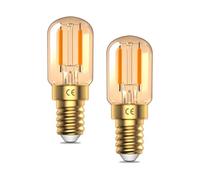 TobeBright Dimmerabile 2W Lampadine E14 LED Luce Calda 2200K Lampadina Notturna E14 T22 SES, Vetro Ambrato Vintage, Design a Filamento, AC220-240V, 2-Pack