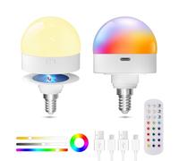 TobeBright Lampadina Ricaricabile Colorata E14 con Telecomando, USB-C 3 Temperature Colore+RGB Dimmerabile Lampadine a Batteria per Illuminazione di Emergenza, Campeggio, Luci Notturne(2 Pezzi)