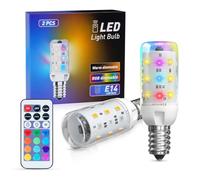 TobeBright Lampadine LED E14 RGB con Telecomando 2W, RGB Bianco Caldo 3000K Dimmerabile LED Cambia Colore E14 Mini T20 Lampadina Multicolore per Party Festival Luce D'atmosfera (2 pezzi)