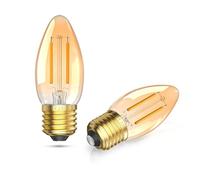 TobeBright Lampadine LED E27 2.5W Vintage Ambra Bianco Caldo 2700K Non Dimmerabile C35 Forma a Candela, Lampadine a LED a Filamento E27 Ambra per Veilleuse o Lampadario, Confezione da 2