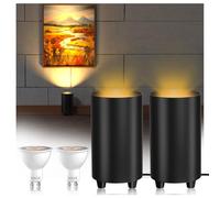 TobeBright Uplight Spot Faretto LED da Pavimento GU10, Illuminazione Indiretta con Interruttore a Pedale, 2X 5W Lampadine LED GU10 Bianco Caldo 3000K, Non dimmerabile, Nero(2-pezzi)