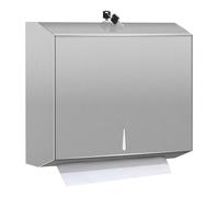 TOBEFORT - Dispenser di asciugamani di carta in acciaio inox, montaggio a parete, dispenser di asciugamani con serratura, pieghevole a tre volte/C, per bagno, cucina, ufficio, grande capacità 300,