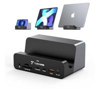 TobenONE Docking station per MacBook 18 in 2 con doppio monitor 4K a 60 Hz, adattatore di alimentazione 150, ricarica 20 W, docking station USB C con 2 HDMI e DP, 7 USB, Ethernet 2,5 Gbps, 2 audio
