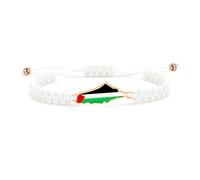 Tobestu Bracciale con cordino bianco e ciondolo placcato oro rosa - Gioiello bandiera Palestina - Accessorio quotidiano regolabile - YA5882