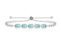 Tobestu Bracciale da tennis con zirconi verdi tagliati ovale per donne, mogli, amiche - Bracciali regolabili a cinque pietre placcato oro bianco, ideali per anniversari, vacanze, fidanzamenti YA4668