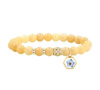 Tobestu Bracciale giada beige con ciondolo esagonale viola in rilievo - Gioiello con semi di senape ispirato alla fede contro la paura YS5485