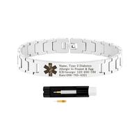Tobestu Bracciale identificativo medico elegante in acciaio inossidabile | Incisione personalizzata gratuita | Banda di allerta maschile | Gioielli per papà | Include dispositivo Y5310