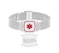 Tobestu Bracciale medico fai-da-te in acciaio inossidabile placcato platino - Gioiello d’emergenza inciso personalizzato YA6040