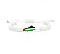 Tobestu Bracciale Palestina con cordino bianco - Ciondolo placcato platino - Gioiello unisex per attivismo e supporto - YA5882
