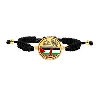 Tobestu Bracciale Placcato Oro Ramo d’Olivo Cupola Palestina - Ciondolo Bandiera Moschea Stile Medio Oriente Gioielli YA6015