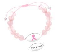 Tobestu Bracciale Potere Rosa Amore Cuore Catena - Gioiello Simbolo Consapevolezza Cancro al Seno Ispirazionale YA6219