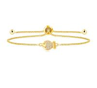 Tobestu Bracciale regolabile intarsiato con tartaruga/pesce zircone per le donne - Bracciale a catena scorrevole elemento mare SJA4597, 9.4 inches, Ottone, Zirconia cubica