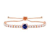Tobestu Bracciale tennis in zircone blu scuro, Elegante bolo quadrato regolabile con chiusura scorrevole YA4536