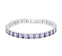 Tobestu Bracciale Tennis Rettangolare in Cristallo Bianco e Viola - Gioiello Zircone Scintillante per Laurea e Uso Quotidiano (Taglia 17CM) YA4537