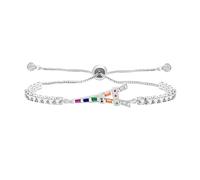 Tobestu Braccialetto con charm Torre Eiffel placcato platino con delicati accenti CZ - Stile bolo regolabile ispirato al romanticismo parigino YA5691