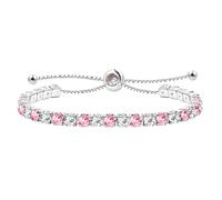 Tobestu Braccialetto tennis regolabile placcato platino con zirconia cubica - Design alternato scintillante multicolore per donne YA4375, Adjustable, Ottone, Zirconia cubica