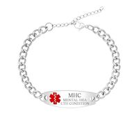 Tobestu CONDIZIONE DI SALUTE MENTALE Bracciale ID Medico Cuban Link - Gioiello di Emergenza alla Moda per Condizioni Critiche YA5948