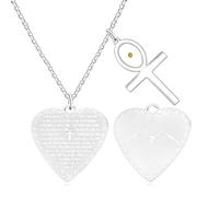 Tobestu Gioielli Spirituali con Croce Ovale e Graine di Senape - Collane Placcate in Platino con Pendente a Cuore e Scrittura della Croce per Donne YA5085