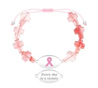 Tobestu Ogni Giorno È Una Vittoria Bracciale Croce Pietra Anguria Regolabile - Gioiello Simbolo Consapevolezza Cancro al Seno YA6219