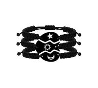 Tobestu Set di 3 braccialetti coordinati per famiglia e amici con luna, sole e stella incisi in acciaio inossidabile Y4122