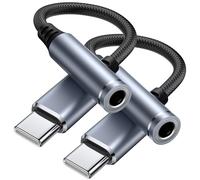 Tobfit 2 Pezzi Adattatore Jack per Cuffie USB C a 3.5mm, Adattatore Audio USB C a Cavo Dongle Aux per Samsung Galaxy S25 S24 S23 Ultra S22,Nota 20 10 S10 S9 Plus,Pixel 4 3 2,iPad altro ancora (Nero)