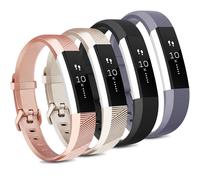 Tobfit 4 Pack Bands Compatible with Fitbit Alta/Alta HR Bands Soft Sport Silicone Replacement Wristbands for Women Men (Small Black/Champa