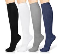 Tobfit 4 Paia Calze a Compressione per Donne e Uomo, Potenziano Circolazione, Recupero e Sport, 15-20mmHg, Sportive, Corsa, Giri in Bici, Viaggi in Aereo (IT, Testo, L, XL, Regular, Regular, CPACK)