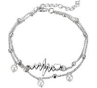 Tobilleras 2Pcs / Set Pulsera de pie para mujer Heartbeat Faux Pearl Tobillera Cadena de tobillo Joyería para mujerUtile e pratico.