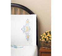 Tobin Coppia di federe Stampate per Punto Croce, Kit per Ricamo, 50 x 76 cm, Blu Elegance