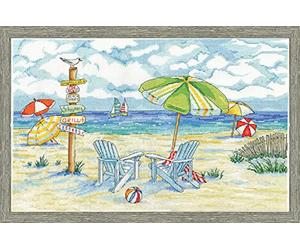 Tobin Design Works Crafts Beach Signs, 11'' x 18'' Counted Cross Stitch Kit Segni Spiaggi, Cotone, Multicolore, 11" by 18"