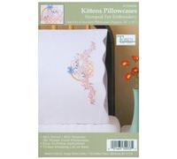 Tobin Design Works Crafts Stamped Pillowcases for Embroidery, Kittens in Basket, 20" x 30" Kit da Ricamo, Cotone, Bianco, 76 x 51 cm (Pack of 1)