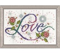 Tobin Design Works-Kit per Punto Croce, Motivo: Love, Tela Aida Ricamo contato 14-Kit per Punto Croce, Multicolore
