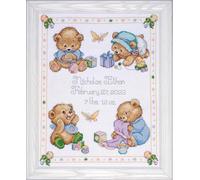 Tobin - Kit Punto Croce per Nascita, Motivo: Orsetti, Multicolore