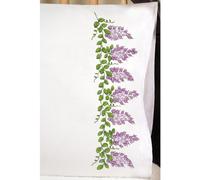 Tobin Stamped Pillowcase Pair Embroidery Kit, 50,8 cm da 76,2 cm, Glicine