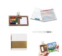 Tobios Watercolor Kit, 2025 New Travel Watercolor Set, Mini Watercolour Paint Set Travel, With Clip Brush Pen Sketchbook For Artists Painters Students (15 Gride+24 Watercolors)