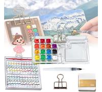 Tobios Watercolor Set, Tobios Mini Watercolor Set, Pocket Artist Watercolor Travel Set, For Artists, Beginners & Painting Enthusiasts (Transparent - 15 grids + 24 watercolors)