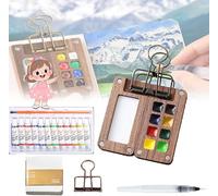 Tobios Watercolor Set, Tobios Mini Watercolor Set, Pocket Artist Watercolor Travel Set, For Artists, Beginners & Painting Enthusiasts (Wooden- 8 grids + 12 watercolors)