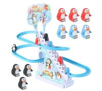 Toboggan pingouin de Noël, jouets de montagnes russes Pour Enfant - Piste de Course Musicale Avec lumières LED | Jeu éducatif amusant Pour Tout-Petits, Cadeau de fête idéal, jouet de glisse interacti