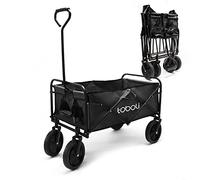Toboli Carretto a mano pieghevole, max 100 kg, tessuto impermeabile nero, Carrello spiaggia