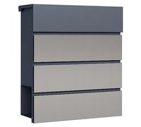 Toboli Cassetta postale con porta giornale, antracite e acciaio inox V64 montaggio a parete