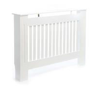 Toboli Copritermosifone in MDF Bianco 112x19x82cm Copricalorifero a doghe